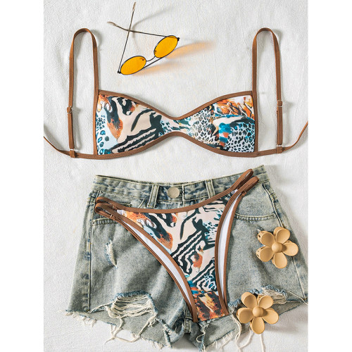 Circyy Sexy Bikini Set Women Fashion Print Beachwear Halter Backless Holiday Female Split Swimsuit Summer New Chic Bathing Suit JY1055