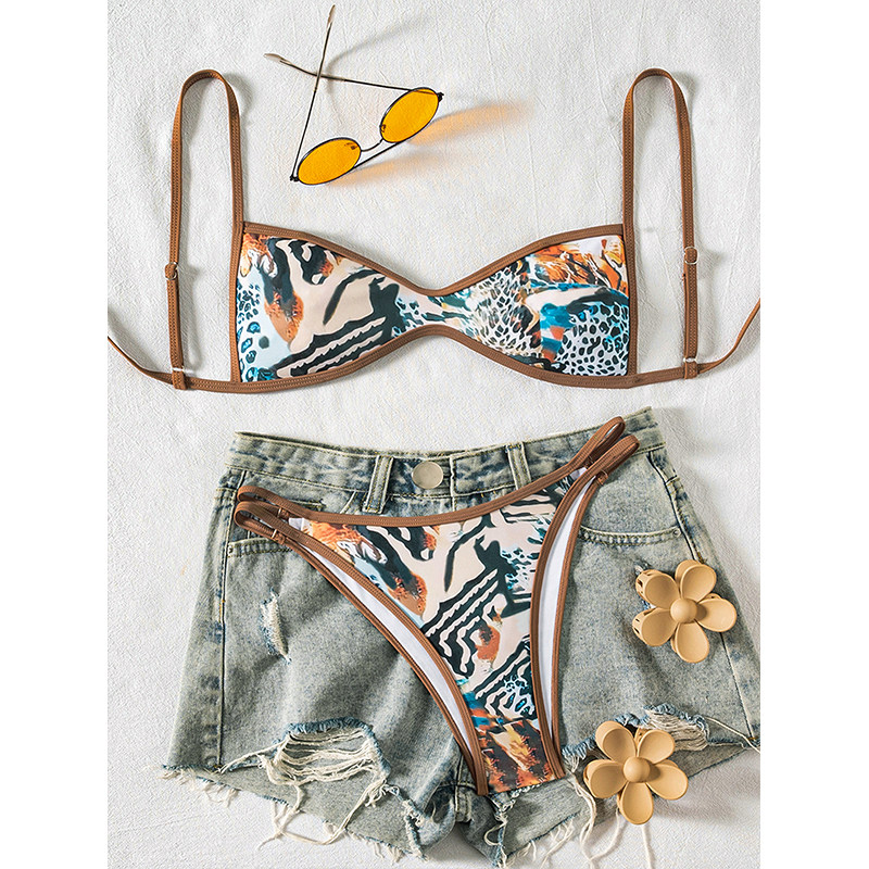 Circyy Sexy Bikini Set Women Fashion Print Beachwear Halter Backless Holiday Female Split Swimsuit Summer New Chic Bathing Suit JY1055
