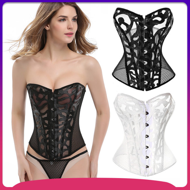 Sexy Black Mesh Overbust Corset M1312