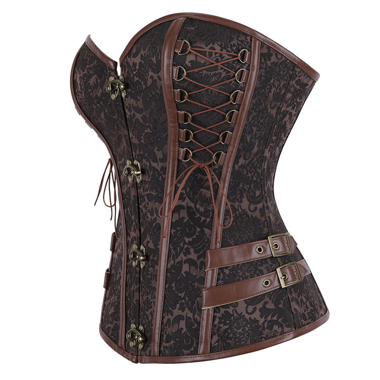 Steampunk Corset Women Plus Size Pirate Bustier Top Overbust Halloween Lace Up Costume Gothic Steampunk Corselet Metallic CY327