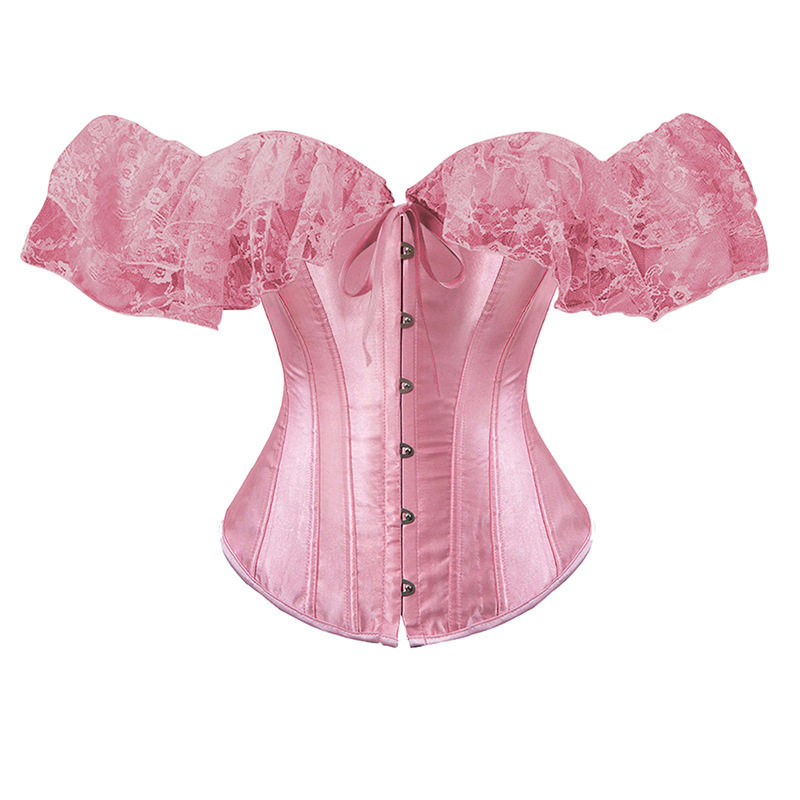 Solid Color Satin Lace Corset Tops Sexy Off Shoulder Warp Chest Bustier s Women Lingerie Bustiers Blalck Red White KKX1808