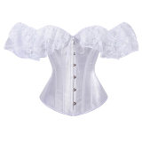 Solid Color Satin Lace Corset Tops Sexy Off Shoulder Warp Chest Bustier s Women Lingerie Bustiers Blalck Red White KKX1808