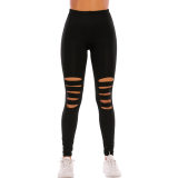 Women Summer Casual Loose Wide Leg Trousers Slim Yoga Waist Leggings Wowens High Outer Sports Pants Hole Women'S Sports Pants