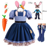 Kids Cosplay Judy Hopps Police Dress Girl Officer Bunny Dress up Children Carnival Birthday Halloween Party Princess Costumes 25034