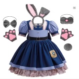 Kids Cosplay Judy Hopps Police Dress Girl Officer Bunny Dress up Children Carnival Birthday Halloween Party Princess Costumes 25034