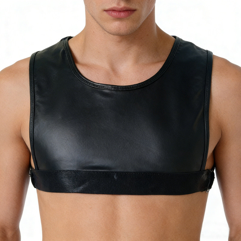 Mens Adult Glossy Cropped Tank Top Solid Color Sleeveless Corset Vest Tops Swimwear Bodybuilding Sports Bra Vest Tee Nightwear N864
