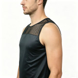 Mens Vest U-neck Chest Mesh Sleeveless T-Shirts Tops Summer Casual Sports Tank Tee Tshirt Clothing For Men Plus Size N861