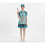 Halloween Adult Horror Bloody Nurse Cosplay Costume for Zombie Female Nurse Role Play Party Stage Outfit YM0948