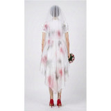 Halloween Horror Ghost Bride Cosplay Costume Dark Bloody Wedding Dress Stage Performance Outfit for Halloween Party for Women YM8768