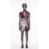 Halloween Zombie Nurse Costume for Cosplay Bloody Scary Party Outfit Horror Stage Performance Dress for Adults