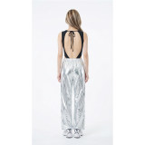 Silver Shiny Hip-Hop Costumes Women Street Dance Sportswear Trendy Jazz Street Dancewear Hip-Hop Performance Cosplay Outfit YM0834