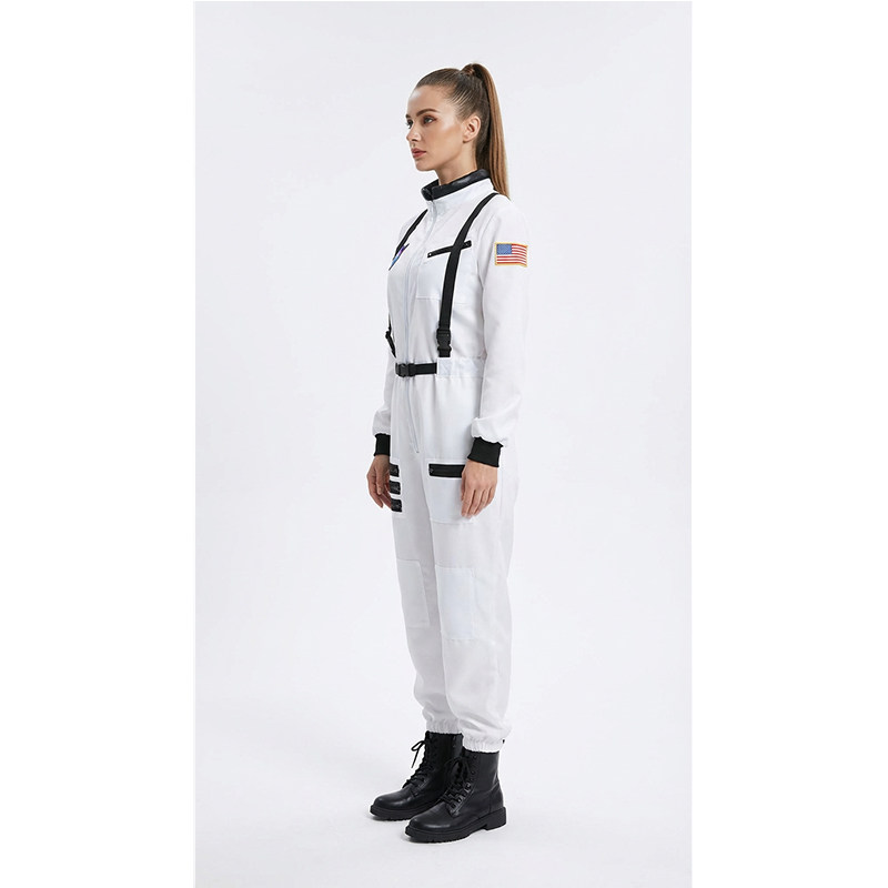 Astronaut Costume Adult White Spaceman Costume Plus Size Women Space Suit Party Dress up Costume Astronaut Suit YM8818