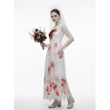 Halloween Party Scary Bridal Orgy Cosplay Costume White Veil Skull Ghost Bride Zombie Bloodstained Dress Bar Party Game Theme YM8811