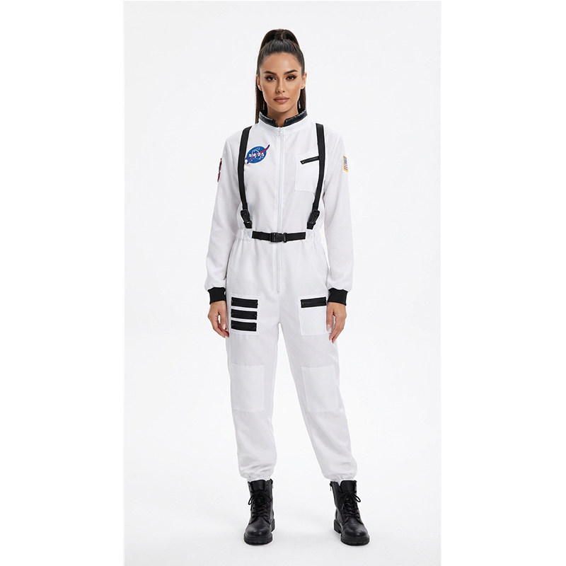 Astronaut Costume Adult White Spaceman Costume Plus Size Women Space Suit Party Dress up Costume Astronaut Suit YM8818