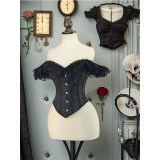 Gothic Women Corsets Bustiers Floral Lace Tops Sexy Lace Sleeves Corset Lingerie Burlesque Vintage Steampunk Bustier Costumes WK2506