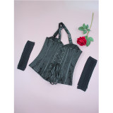 Women's Corset Steampunk Body Shapewear Vintage Gothic Clothes Bodice Bustier Overbust Burlesque Goth Waist Lace-up Corselet WK2504