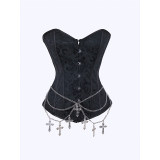 Classic Punk Shapewear with Court Button Side Chain Embroidery Vest Retro Corset Underwear for Women WK2516