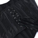 Women Tight Corset Bustier Black Side Zipper Overbust Crop Tops Summer Lace Up Backless Camisole Underwear Female Bustier Top XF992
