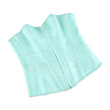 Black Green Jacquard Sexy Corset Top Overbust Lace Up Boned Bustier Front Zip Korset Gothic Women Slim Corselet CQG6636