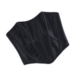 Women Tight Corset Bustier Black Side Zipper Overbust Crop Tops Summer Lace Up Backless Camisole Underwear Female Bustier Top XF992