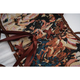 Women French Style Retro Printed Overbust Corset Brown Bustier Sexy Lingerie Body Shaper AM22232