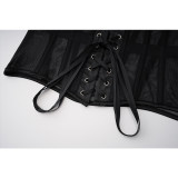 Fish Bone Waist Trainer Corset Underbust Transparent Mesh Slimming Cincher Girdle Belt Gothic Korset Black Beige AM22228