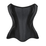 Women Overbust Corset Top Black White Satin Simple Elegant Bustier Gothic Zipper Waist Cincher Shapewear Sexy Korset AM22229
