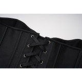 Women Overbust Corset Top Black White Satin Simple Elegant Bustier Gothic Zipper Waist Cincher Shapewear Sexy Korset AM22229