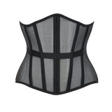 Fish Bone Waist Trainer Corset Underbust Transparent Mesh Slimming Cincher Girdle Belt Gothic Korset Black Beige AM22228