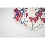 Women White Floral Print Corset Vintage Lace Up Bustier for Clubwear Daily AM22152