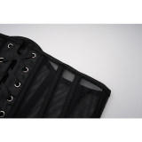 Fish Bone Waist Trainer Corset Underbust Transparent Mesh Slimming Cincher Girdle Belt Gothic Korset Black Beige AM22228