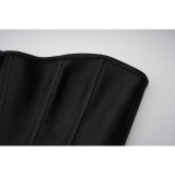 Women Overbust Corset Top Black White Satin Simple Elegant Bustier Gothic Zipper Waist Cincher Shapewear Sexy Korset AM22229