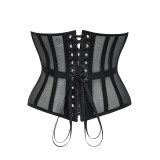 Fish Bone Waist Trainer Corset Underbust Transparent Mesh Slimming Cincher Girdle Belt Gothic Korset Black Beige AM22228