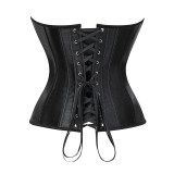 Women Overbust Corset Top Black White Satin Simple Elegant Bustier Gothic Zipper Waist Cincher Shapewear Sexy Korset AM22229