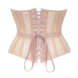 Fish Bone Waist Trainer Corset Underbust Transparent Mesh Slimming Cincher Girdle Belt Gothic Korset Black Beige AM22228
