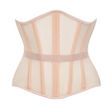 Fish Bone Waist Trainer Corset Underbust Transparent Mesh Slimming Cincher Girdle Belt Gothic Korset Black Beige AM22228