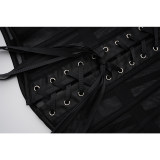 Fish Bone Waist Trainer Corset Underbust Transparent Mesh Slimming Cincher Girdle Belt Gothic Korset Black Beige AM22228