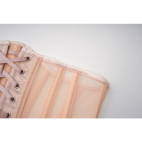 Fish Bone Waist Trainer Corset Underbust Transparent Mesh Slimming Cincher Girdle Belt Gothic Korset Black Beige AM22228