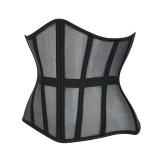 Fish Bone Waist Trainer Corset Underbust Transparent Mesh Slimming Cincher Girdle Belt Gothic Korset Black Beige AM22228