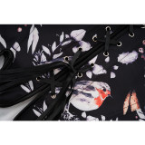 Vintage Floral Corset Top - Adjustable Straps Push-up Bustier Victorian Medieval Sleeveless Bandeau Corset for Party AMC466