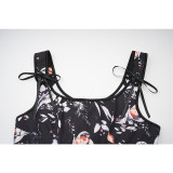 Vintage Floral Corset Top - Adjustable Straps Push-up Bustier Victorian Medieval Sleeveless Bandeau Corset for Party AMC466