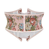 Red Floral Pattern Lace Up Waist Trainer Zipper Underbust Corset Medieval Clothes Woman Bustier Top Steampunk Gothic Corselet AM22276
