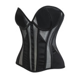 Black Sheer Mesh Strapless Sexy Overbust Corset With Boning Transparent Slimming Body Shaper Gothic Bustier Lingerie For Women AM22253