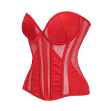 Black Sheer Mesh Strapless Sexy Overbust Corset With Boning Transparent Slimming Body Shaper Gothic Bustier Lingerie For Women AM22253