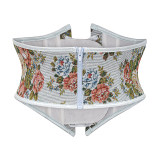 Red Floral Pattern Lace Up Waist Trainer Zipper Underbust Corset Medieval Clothes Woman Bustier Top Steampunk Gothic Corselet AM22276