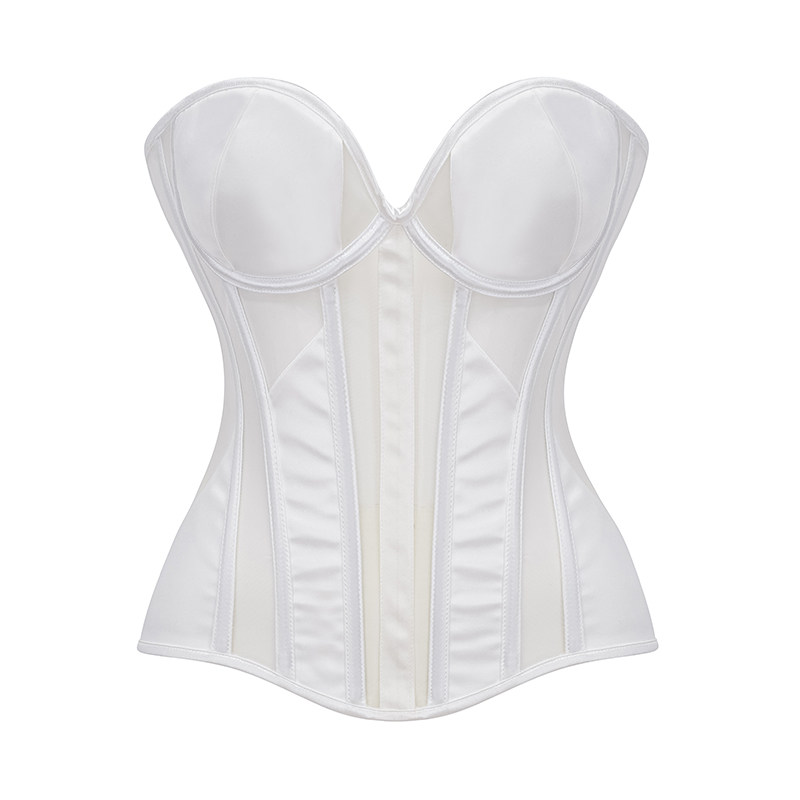 Black Sheer Mesh Strapless Sexy Overbust Corset With Boning Transparent Slimming Body Shaper Gothic Bustier Lingerie For Women AM22253
