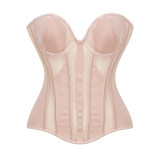 Black Sheer Mesh Strapless Sexy Overbust Corset With Boning Transparent Slimming Body Shaper Gothic Bustier Lingerie For Women AM22253