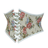Red Floral Pattern Lace Up Waist Trainer Zipper Underbust Corset Medieval Clothes Woman Bustier Top Steampunk Gothic Corselet AM22276
