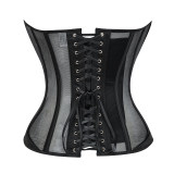 Black Sheer Mesh Strapless Sexy Overbust Corset With Boning Transparent Slimming Body Shaper Gothic Bustier Lingerie For Women AM22253