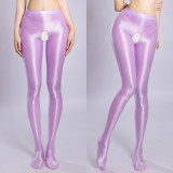 Sexy Women Crotchless Pencil Pants Elastic Glossy Shiny Slim Leg Yoga Shape Legging Tights Summer OOTD Fashion Party Dance XX72100